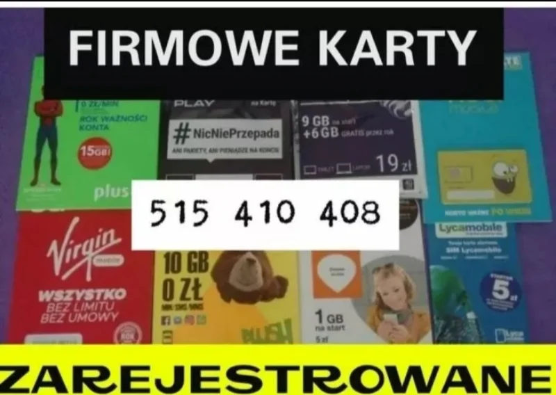 Zarejestrowane karty SIM GOTOWE DZIALAJACE STARTERY CZESKIE . REJESTRACJA KART 