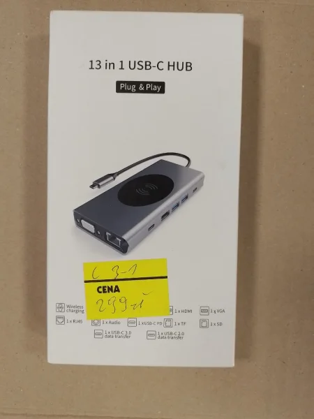 HUB adapter 13W1 USB-C typ USB 3.0 czytnik SD ładowanie bezprzewodowe